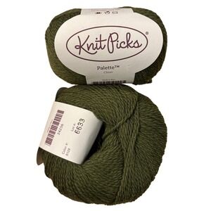 KNIT PICKS Palette 100% Peruvian Wool Yarn Clover NEW Lot of 2
